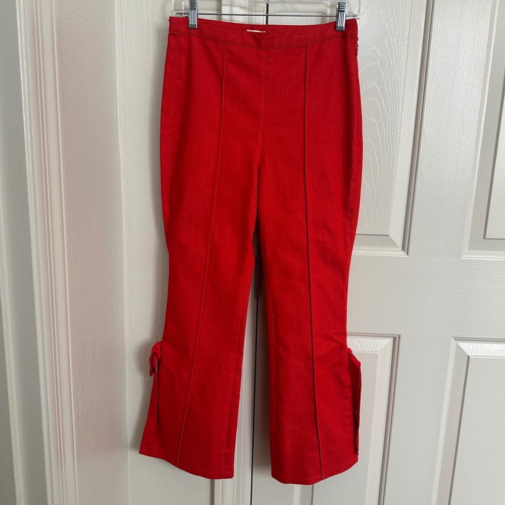 Cinq‎ à Sept Red Lou Bow-Hem Flare Pants - Size 4 - Tous Les Jours